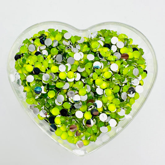 Neon Yellow Resin Round Flat Back Rhinestones