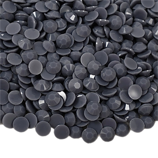 Solid Dark Grey Resin Jelly Round Flat Back Rhinestones