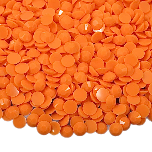 Solid Dark Orange Resin Jelly Round Flat Back Rhinestones