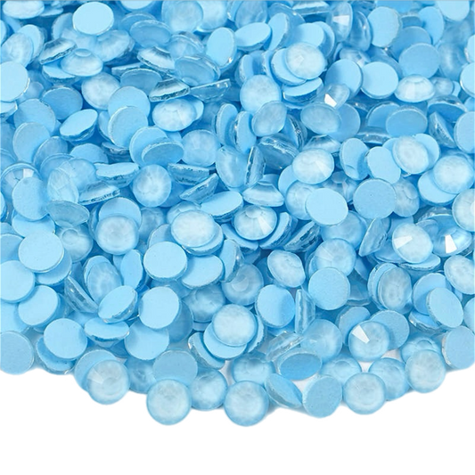 Neon Ice Blue Round Glass Flatback Crystals