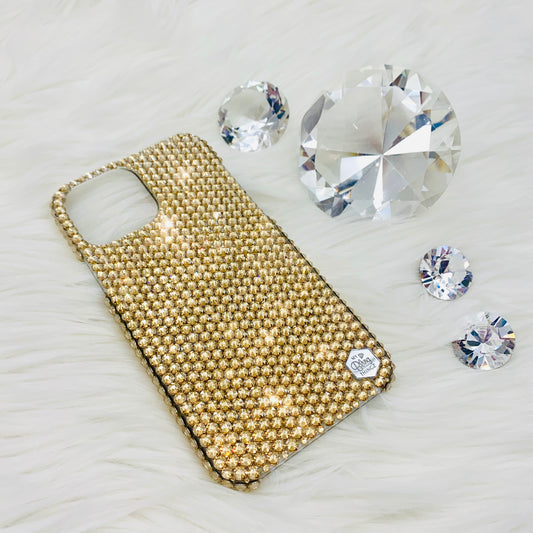 Luxury Bling Phone Case for iPhone, Golden Shadow, Made with premium glass rhinestones
