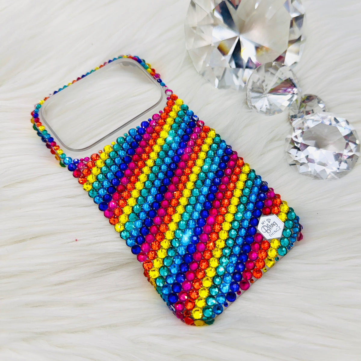 Luxe Bling Phone Case for iPhone - Rainbow Design - Premium Glass Rhinestones