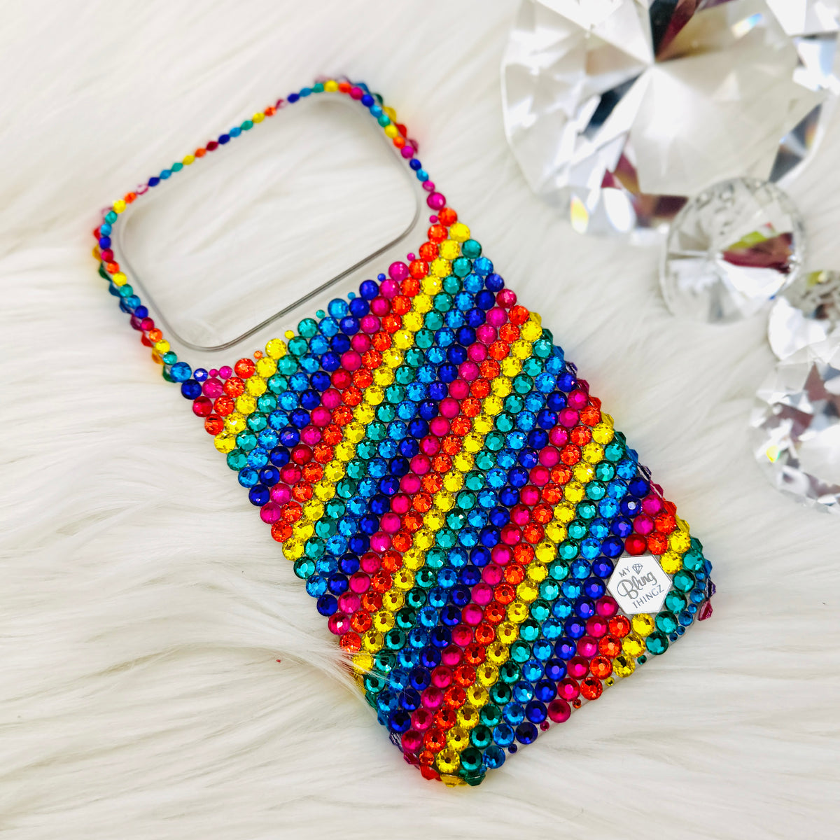 Luxe Bling Phone Case for iPhone - Rainbow Design - Premium Glass Rhinestones