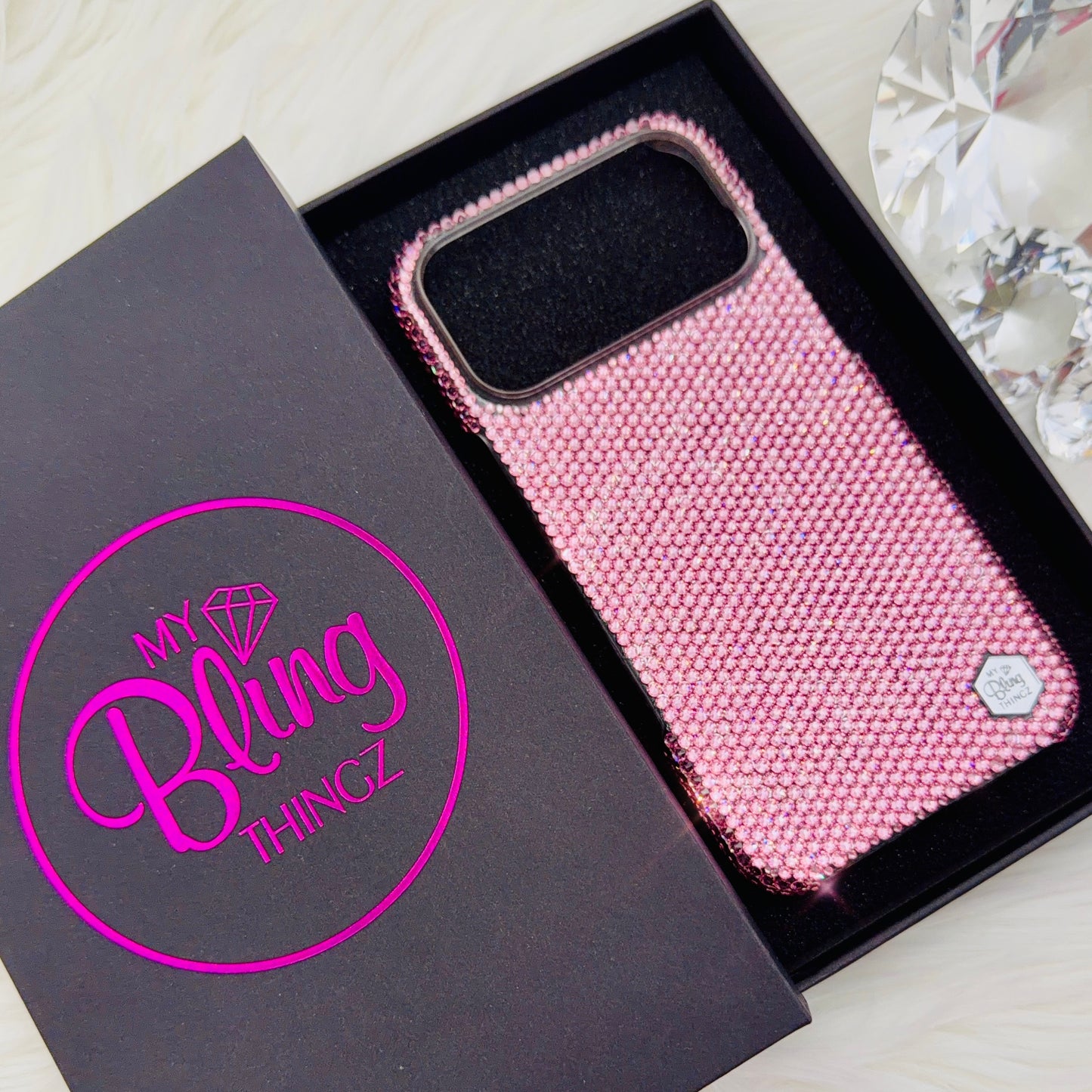 Luxury Bling Phone Case for iPhone - Light Rose 3mm SS12 - Made with Swarovski Crystals