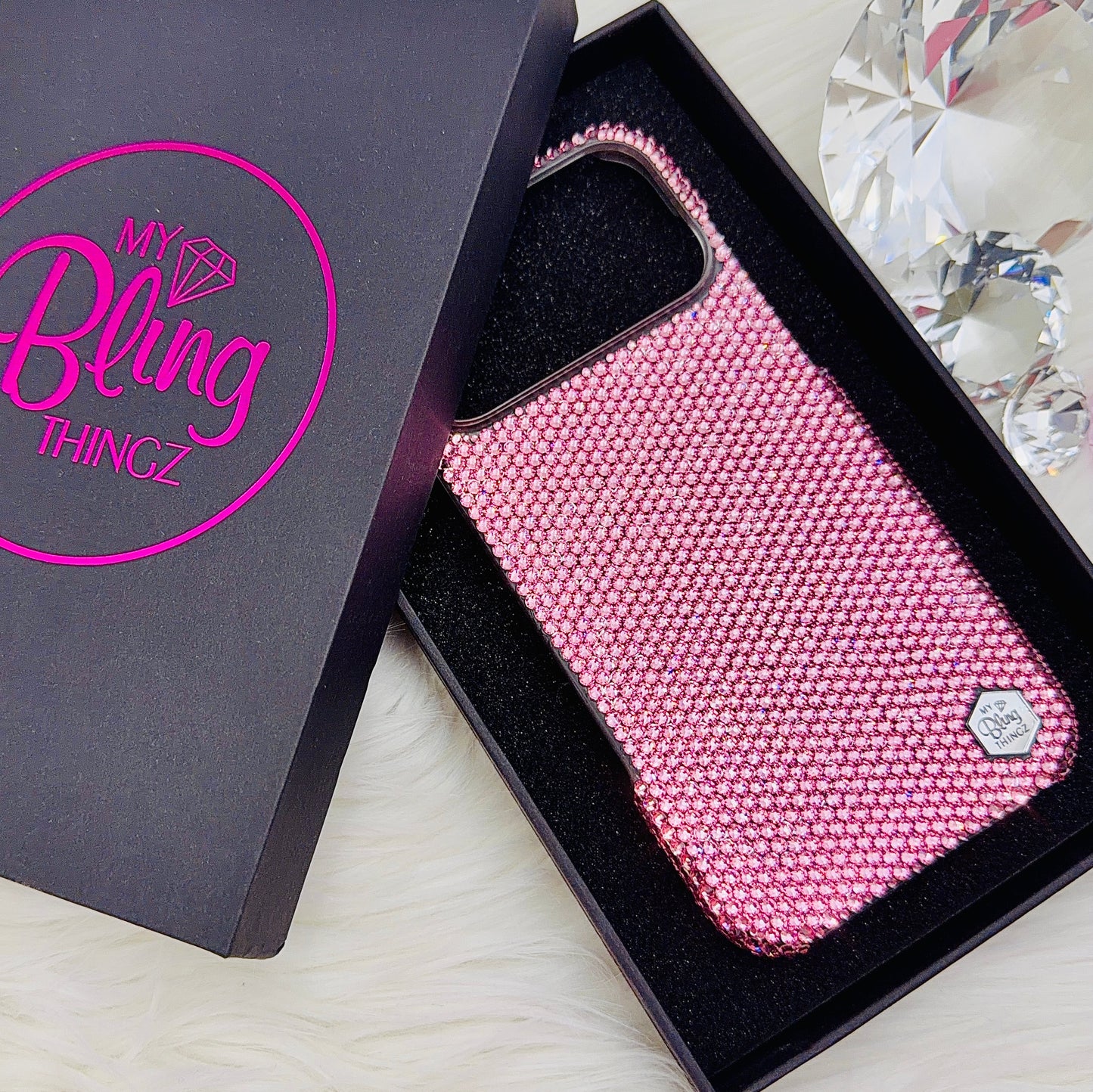 Luxury Bling Phone Case for iPhone - Light Rose 3mm SS12 - Made with Swarovski Crystals