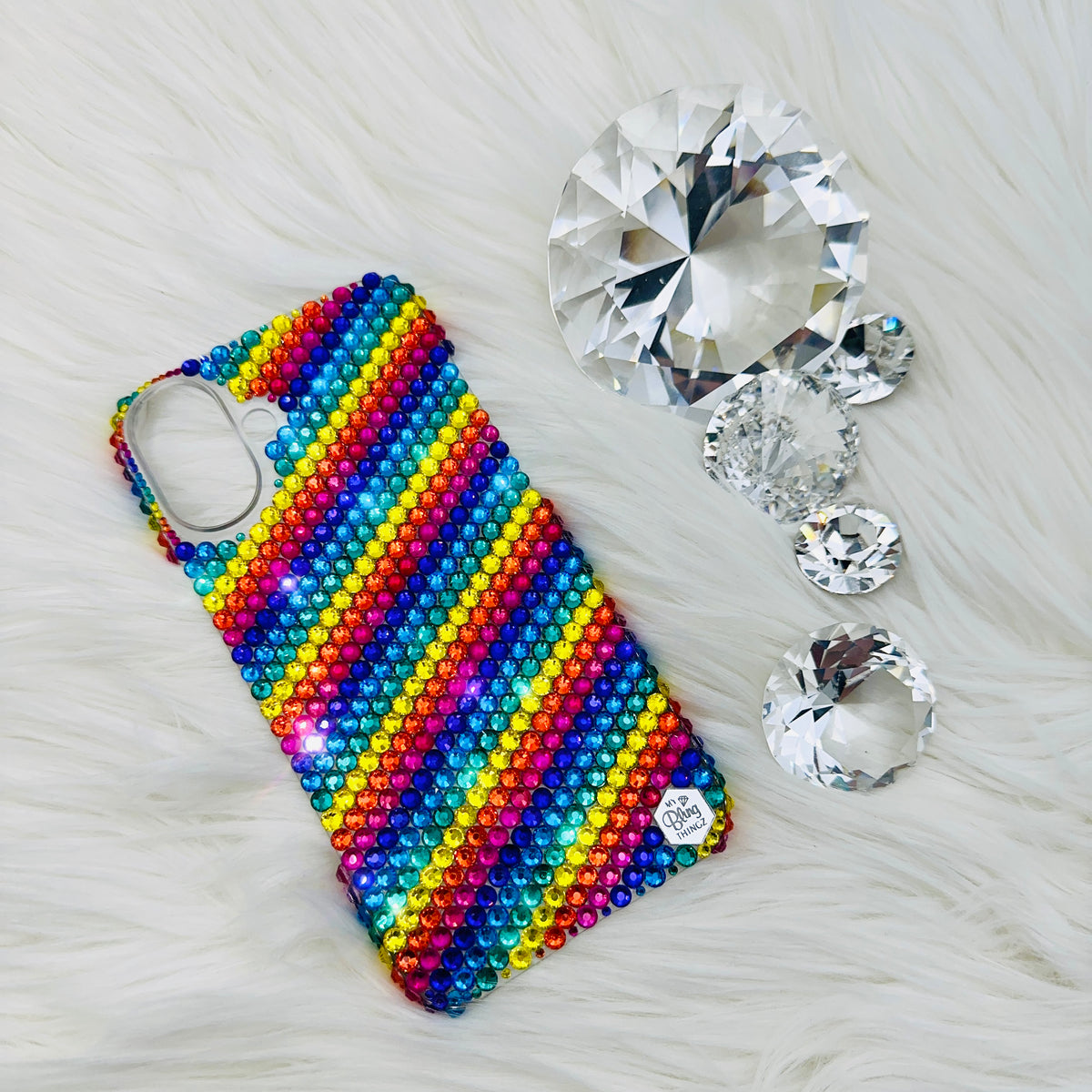 Luxe Bling Phone Case for iPhone - Rainbow Design - Premium Glass Rhinestones