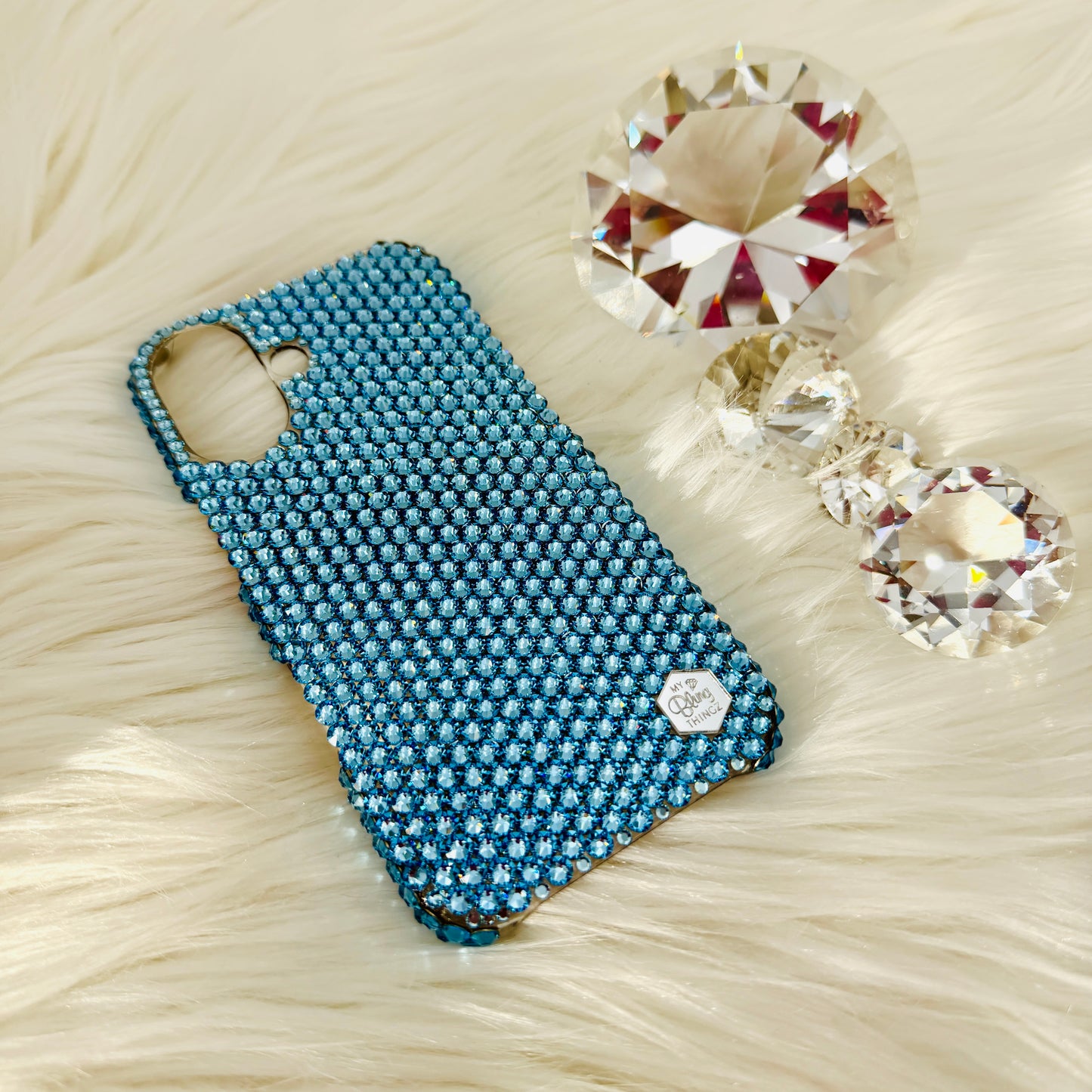 Luxury Bling Phone Case for iPhone, Aqua, Made with Swarovski Crystals