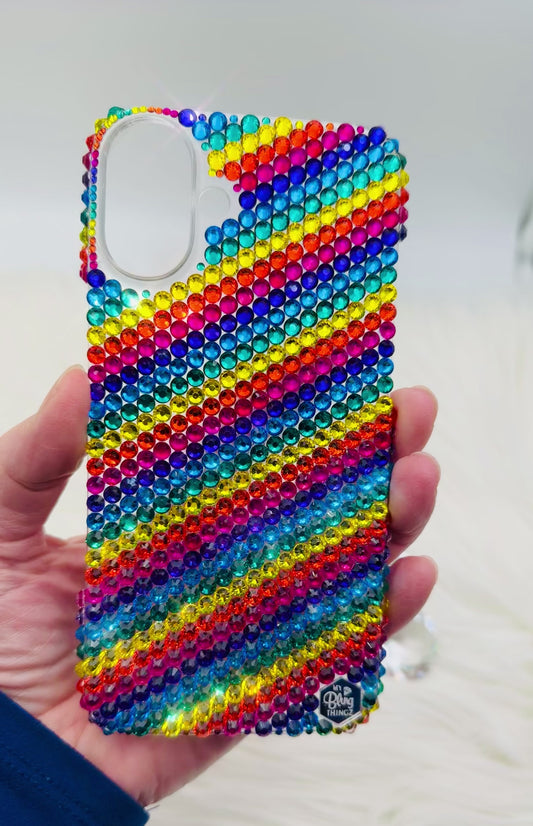Luxe Bling Phone Case for iPhone - Rainbow Design - Premium Glass Rhinestones
