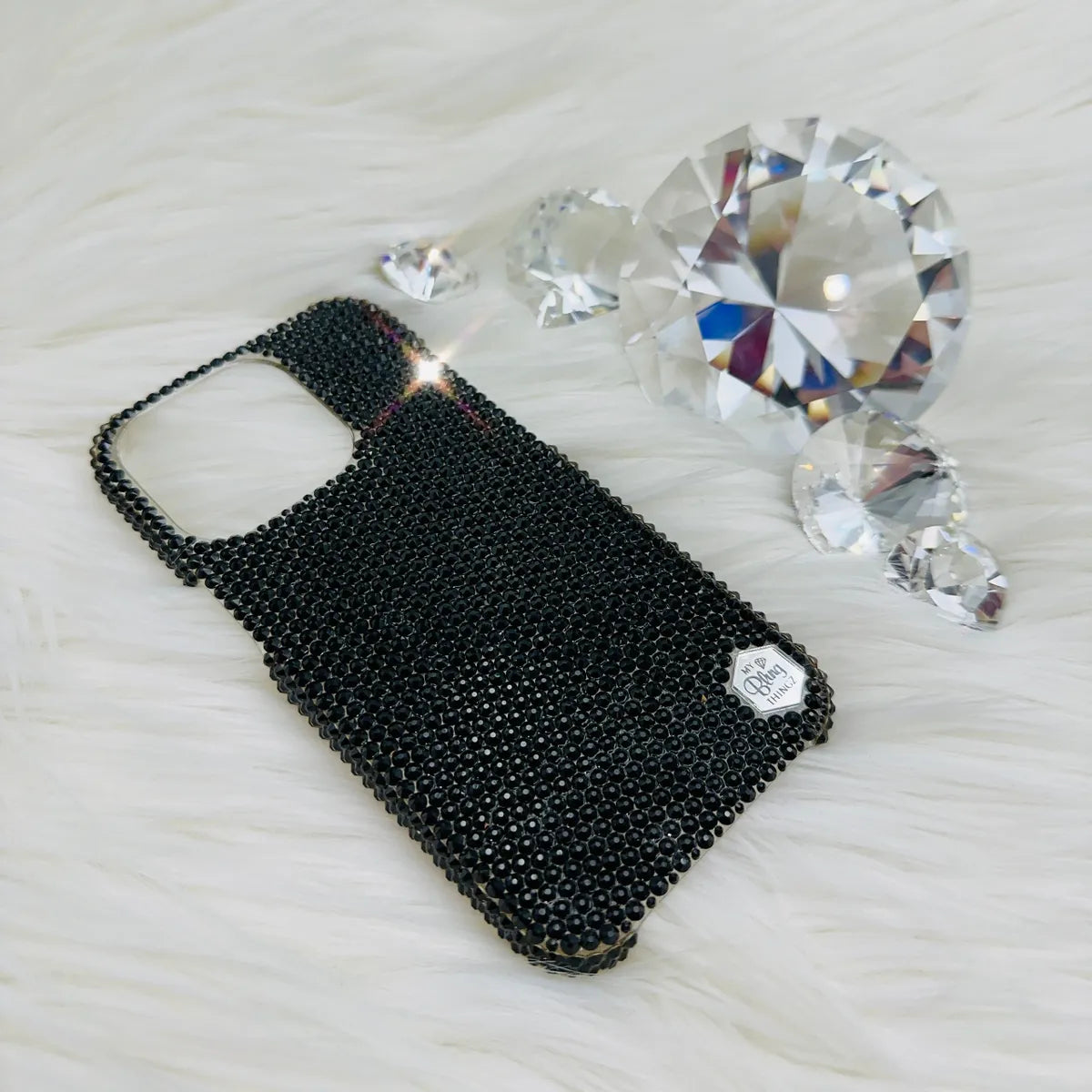 Luxury Bling Phone Case for iPhone, Jet Black, Made with Swarovski Crystals