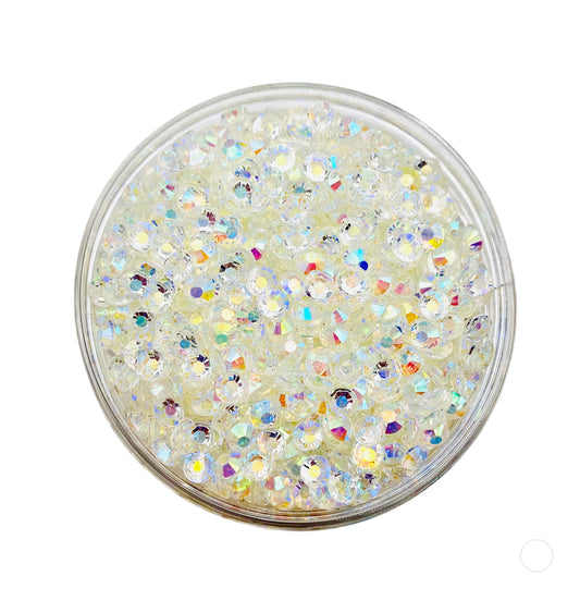 TRANSPARENT AB Resin / Jelly Round Flat Back Rhinestones  - Pineapple Gummy