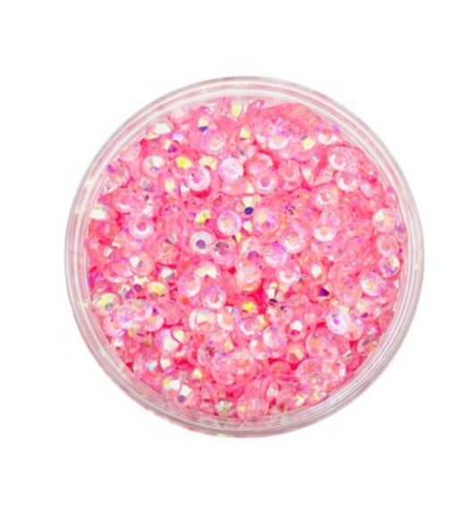 TRANSPARENT AB Resin / Jelly Round Flat Back Rhinestones  - Bubblegum