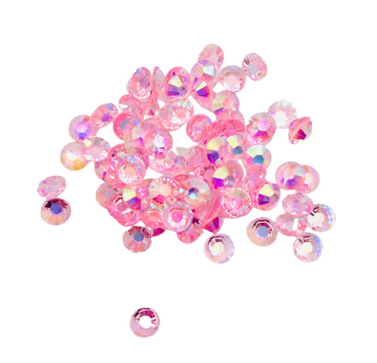 TRANSPARENT AB Resin / Jelly Round Flat Back Rhinestones  - Bubblegum