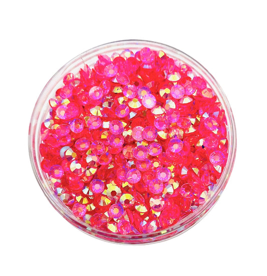 TRANSPARENT AB Resin / Jelly Round Flat Back Rhinestones  - Watermelon Candy