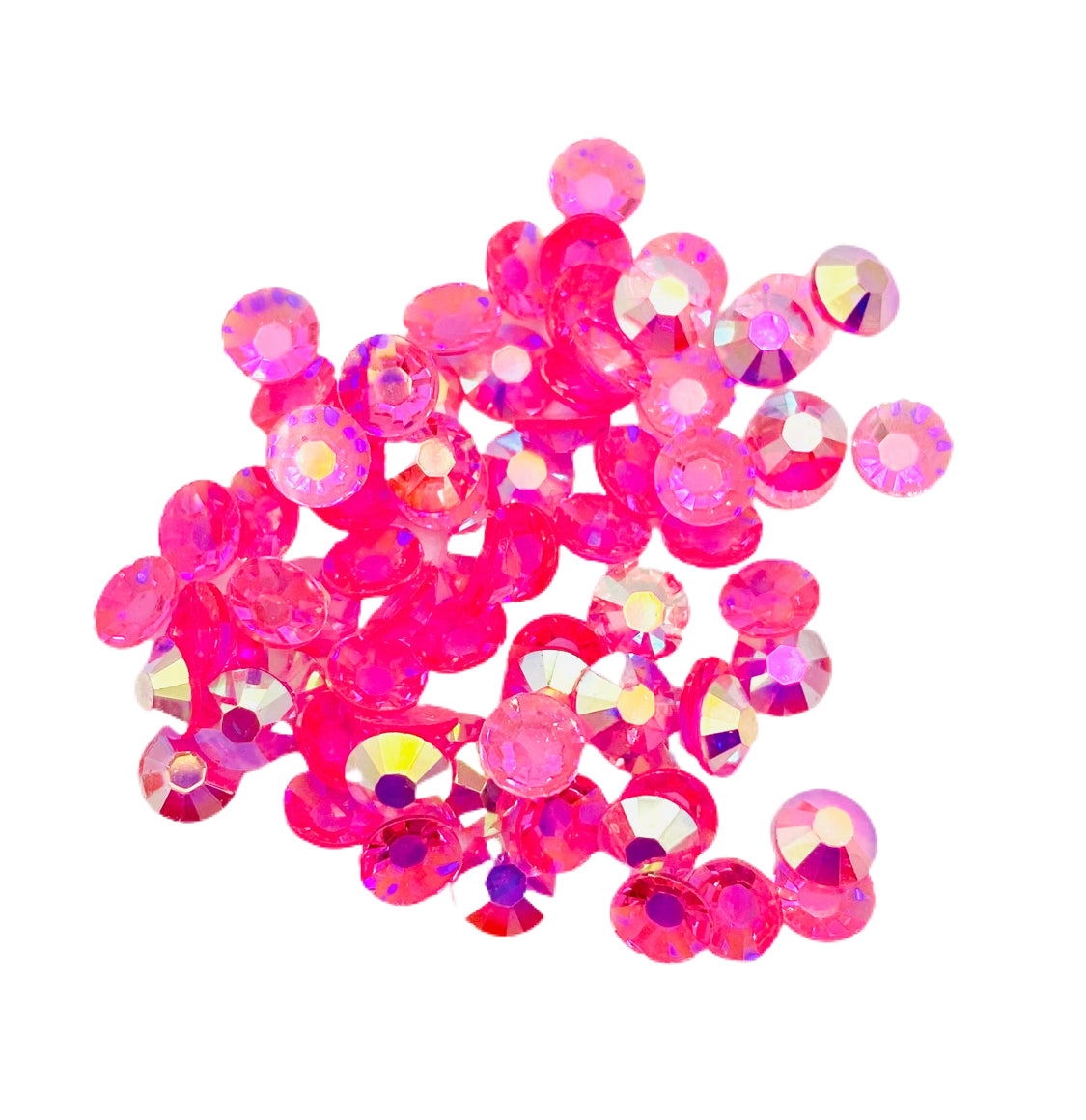 TRANSPARENT AB Resin / Jelly Round Flat Back Rhinestones  - Watermelon Candy