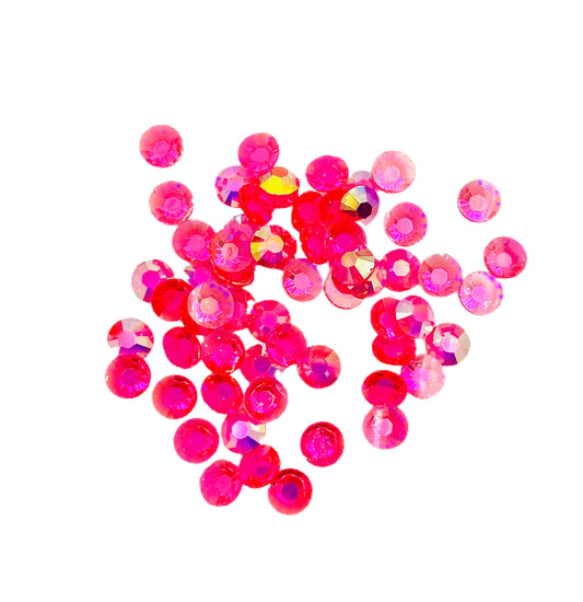 TRANSPARENT AB Resin / Jelly Round Flat Back Rhinestones  - Strawberry Lemonade