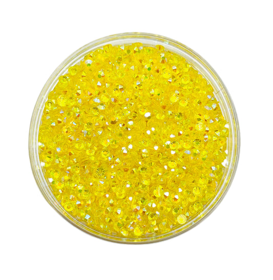 TRANSPARENT AB Resin / Jelly Round Flat Back Rhinestones  - Lemon Zing