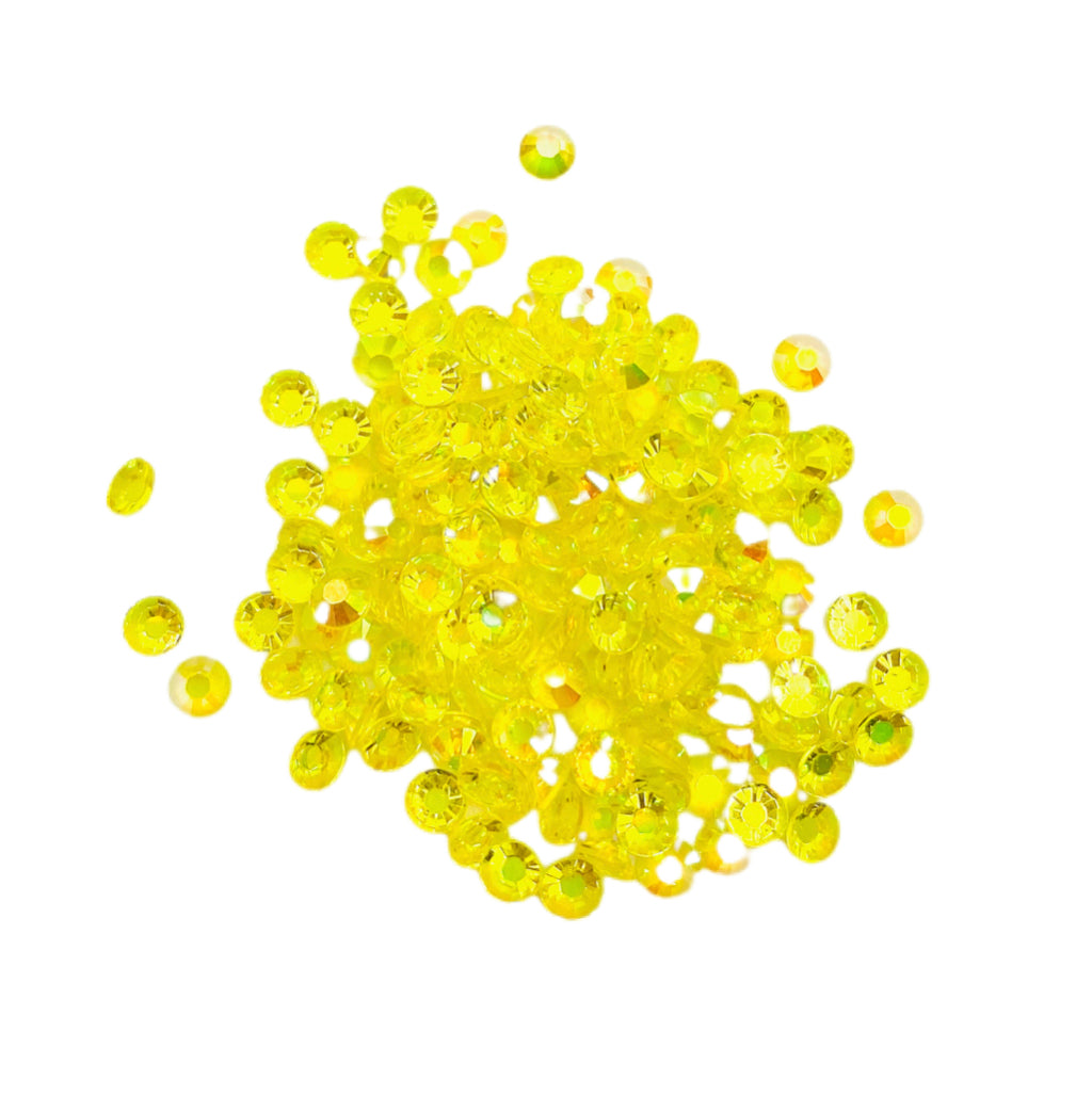 TRANSPARENT AB Resin / Jelly Round Flat Back Rhinestones  - Lemon Zing