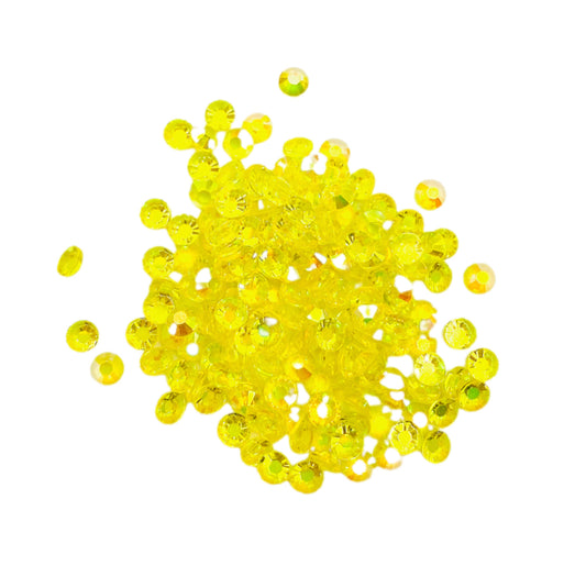 TRANSPARENT AB Resin / Jelly Round Flat Back Rhinestones  - Lemon Zing