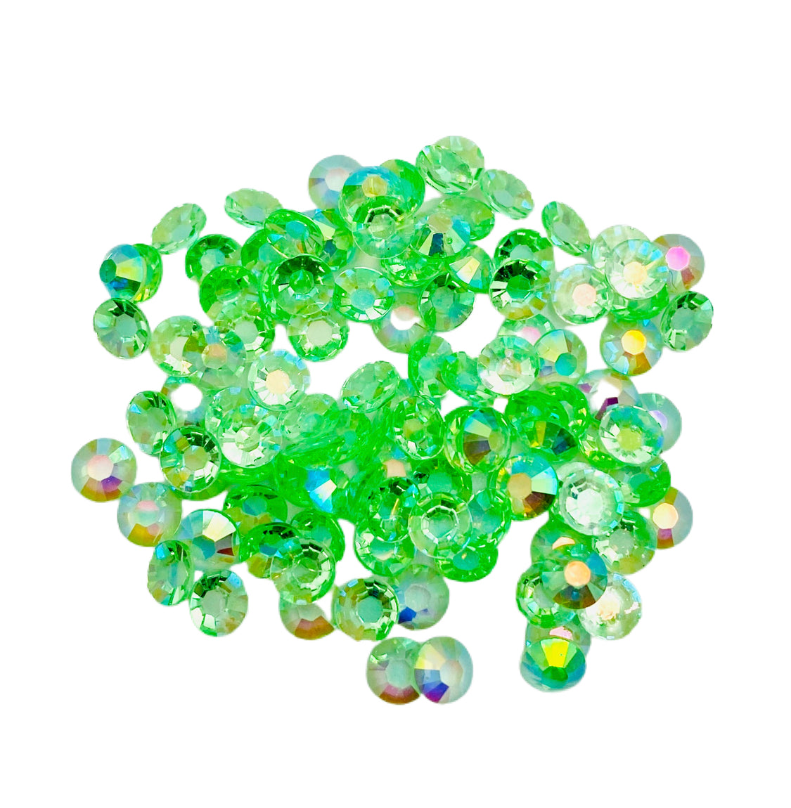 TRANSPARENT AB Resin / Jelly Round Flat Back Rhinestones  - Sour Apple