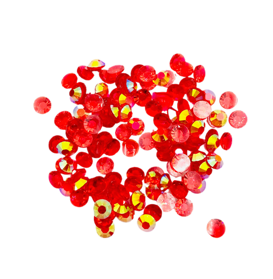TRANSPARENT AB Resin / Jelly Round Flat Back Rhinestones  - Wild Cherry