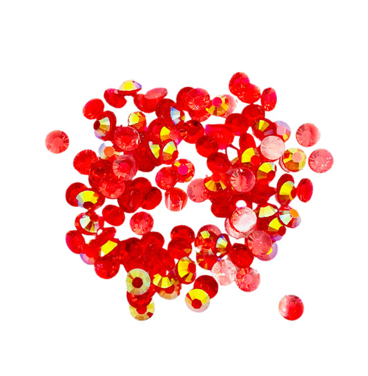 TRANSPARENT AB Resin / Jelly Round Flat Back Rhinestones  - Wild Cherry