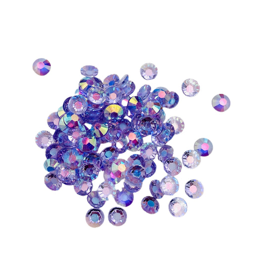 TRANSPARENT AB Resin / Jelly Round Flat Back Rhinestones  - Luscious Lavender