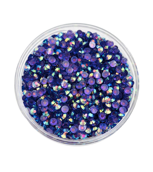 TRANSPARENT AB Resin / Jelly Round Flat Back Rhinestones  - Grape Soda