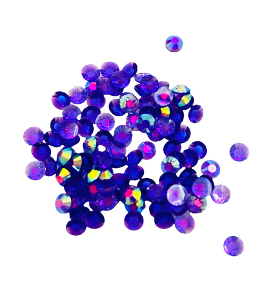TRANSPARENT AB Resin / Jelly Round Flat Back Rhinestones  - Grape Soda
