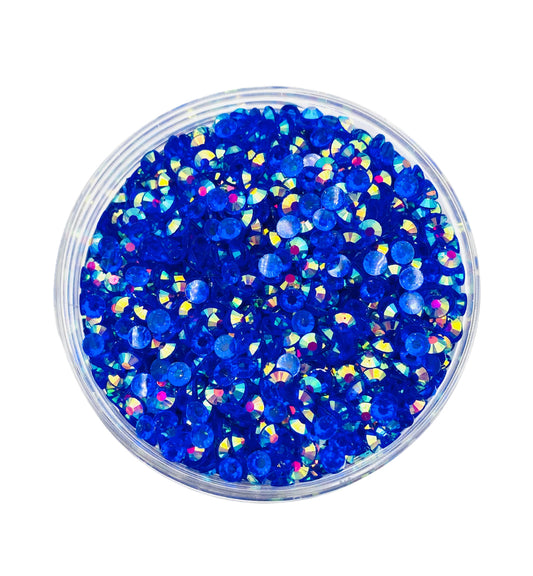 TRANSPARENT AB Resin / Jelly Round Flat Back Rhinestones  - Blueberry Blast