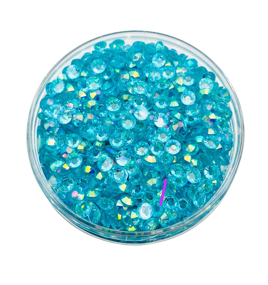 TRANSPARENT AB Resin / Jelly Round Flat Back Rhinestones  - Paradise Punch