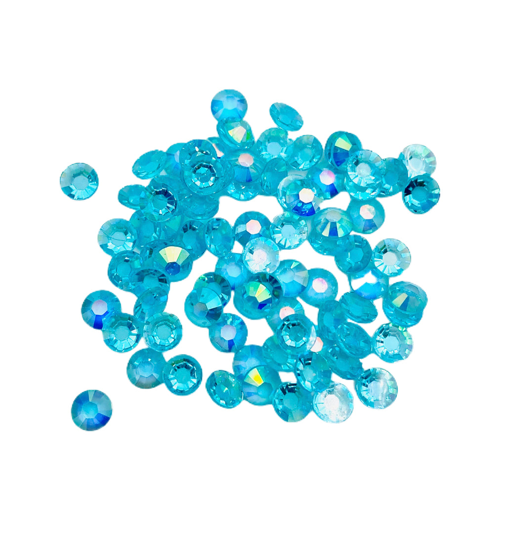 TRANSPARENT AB Resin / Jelly Round Flat Back Rhinestones  - Paradise Punch