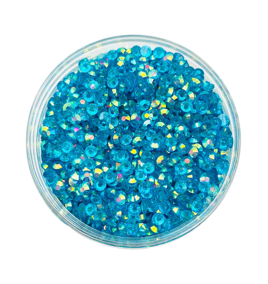 TRANSPARENT AB Resin / Jelly Round Flat Back Rhinestones  - Wintergreen Ice