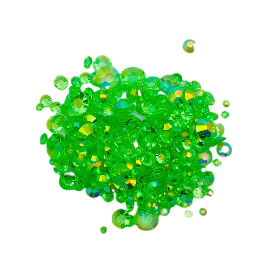 TRANSPARENT AB Resin / Jelly Round Flat Back Rhinestones  - Lime Jelly Bean