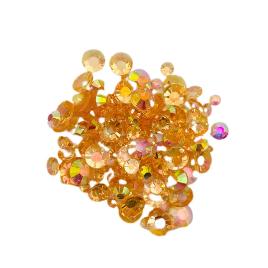 TRANSPARENT AB Resin / Jelly Round Flat Back Rhinestones  - Peach Cobbler
