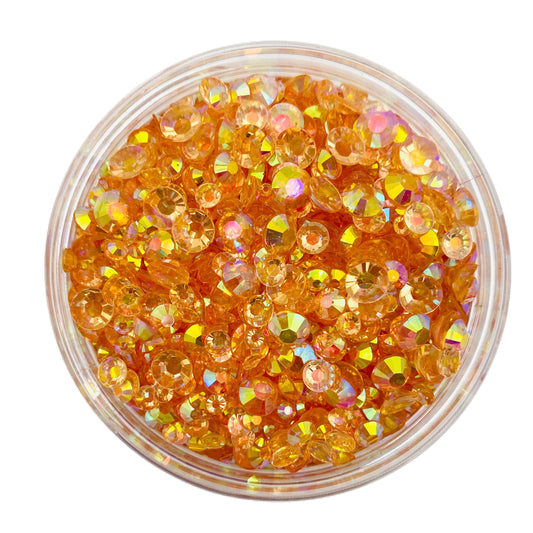 TRANSPARENT AB Resin / Jelly Round Flat Back Rhinestones  - Peach Cobbler