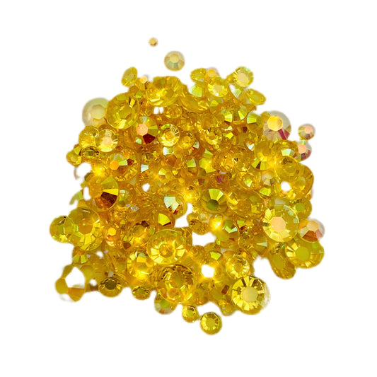 TRANSPARENT AB Resin / Jelly Round Flat Back Rhinestones  - HoneyComb