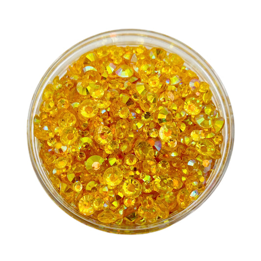 TRANSPARENT AB Resin / Jelly Round Flat Back Rhinestones  - HoneyComb