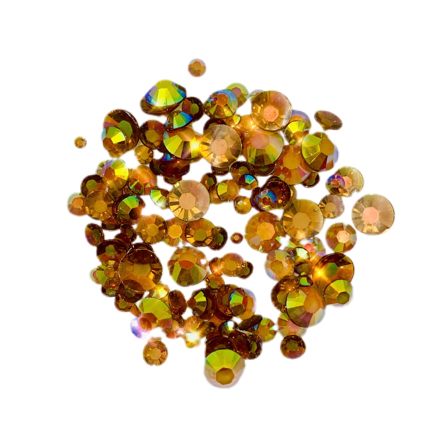 TRANSPARENT AB Resin / Jelly Round Flat Back Rhinestones  - Root Beer Candy