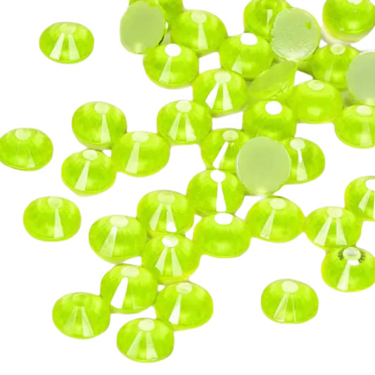 Neon Yellow Round Glass Flatback Crystals