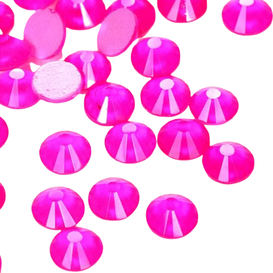 Neon Pink Round Glass Flatback Crystals