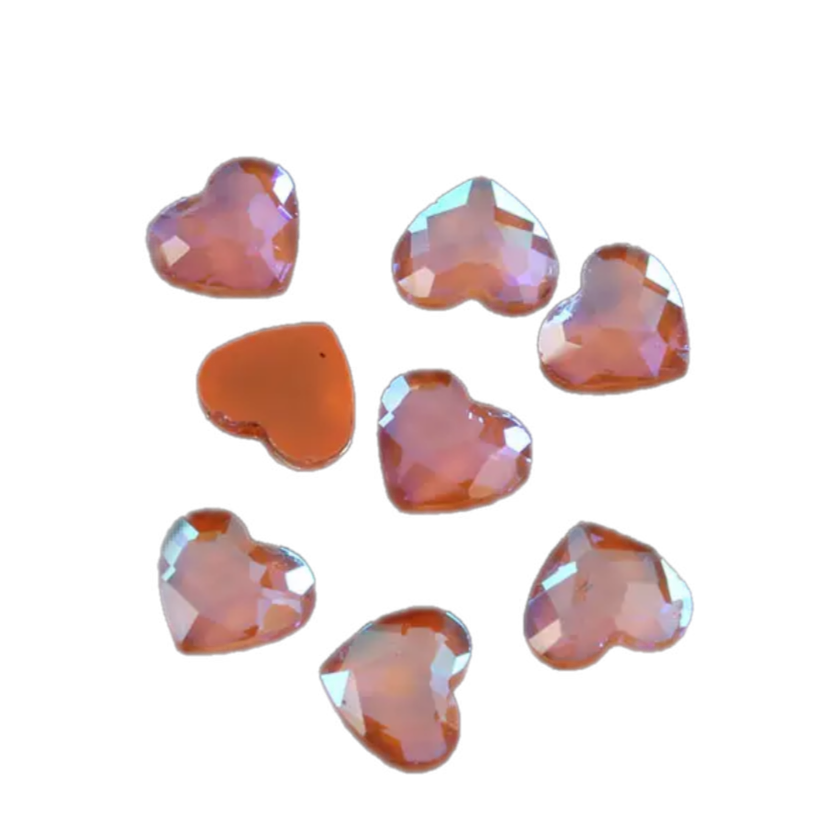 Mocha Glass Hearts  - 5.5 x 6mm