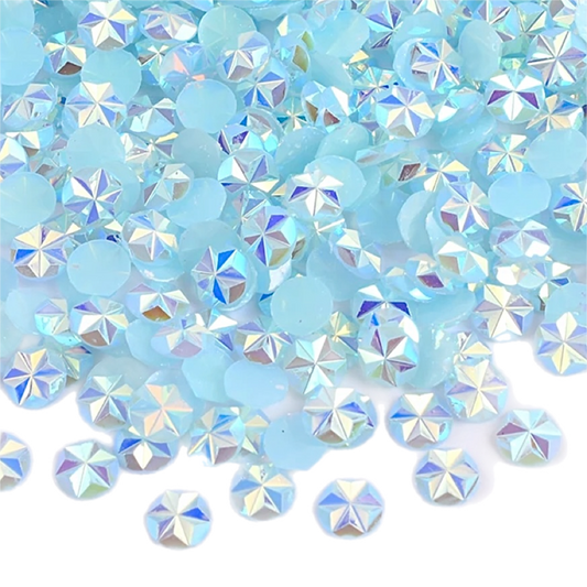 Flower / Star 5mm Jelly Aquamarine AB Round Flat Back Rhinestones
