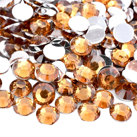 Yellow Coffee Resin Foil Back Round Flat Back Rhinestones
