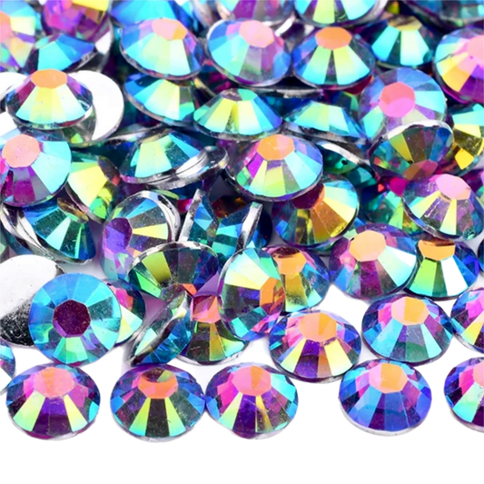 Dark Amethyst AB Resin Foil Back Round Flat Back Rhinestones