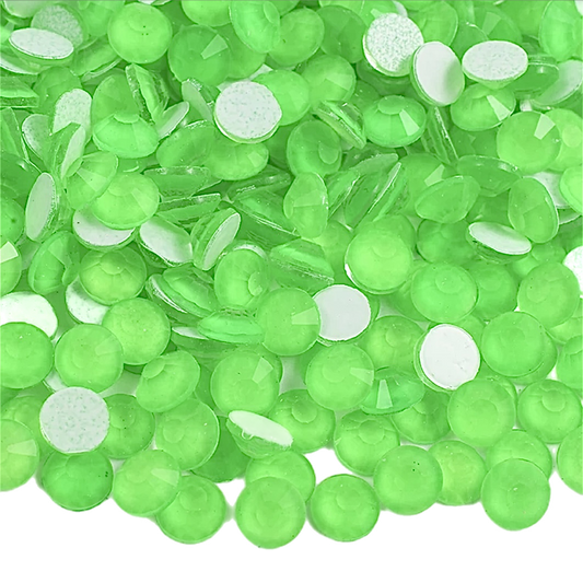 Neon Green Round Glass Flatback Crystals