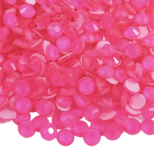 Neon Pink Round Glass Flatback Crystals