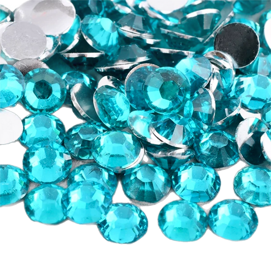 Blue Zircon Resin Foil Back Round Flat Back Rhinestones