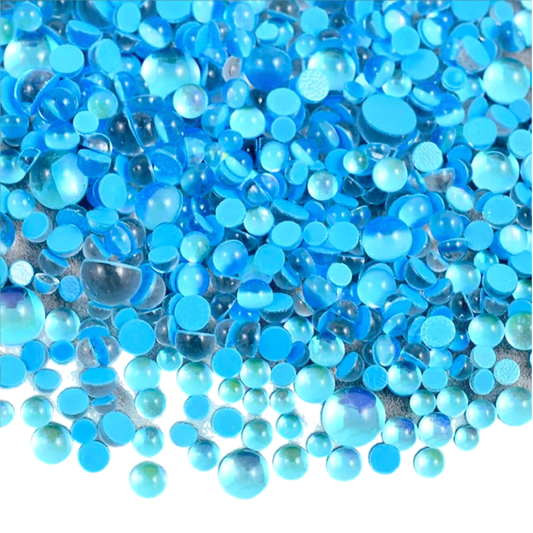 Aqua Happy Mermaid Tears Round Glass Flatback Crystals