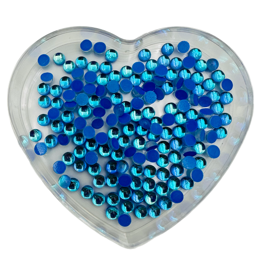 Sapphire Happy Mermaid Tears Round Glass Flatback Crystals