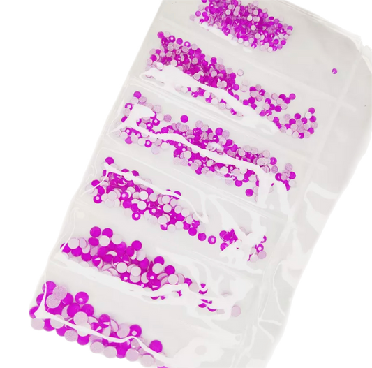 Neon Purple Round Glass Flatback Crystals Multi-Pack